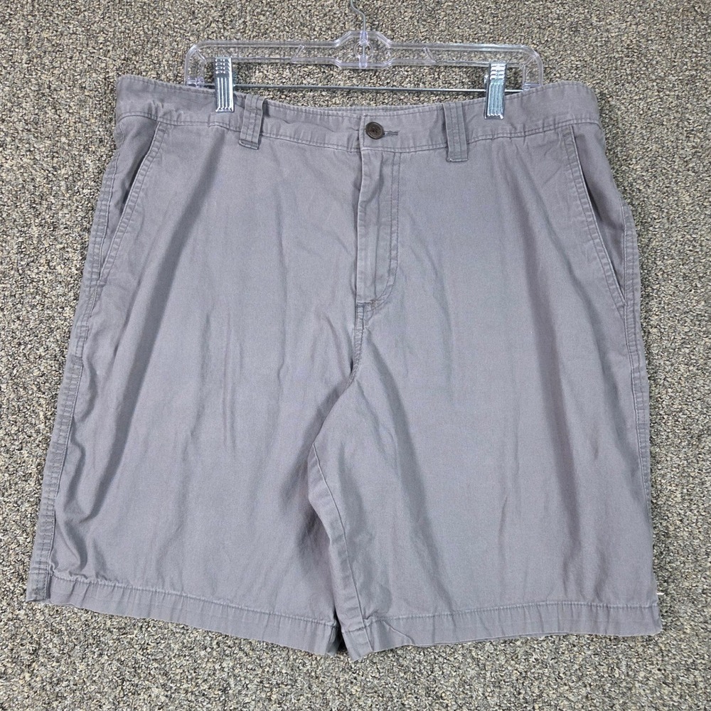 Magellan Outdoors Shorts Mens 35 Gray Flat Front Cotton Twill Casual Hiking